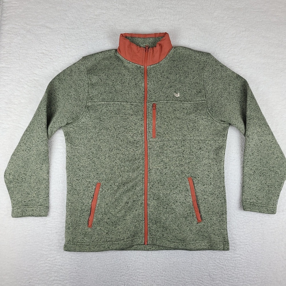 Southern Marsh Sweater Mens Large Olive Green Fieldtec Fleece Full Zip‎ Pocket